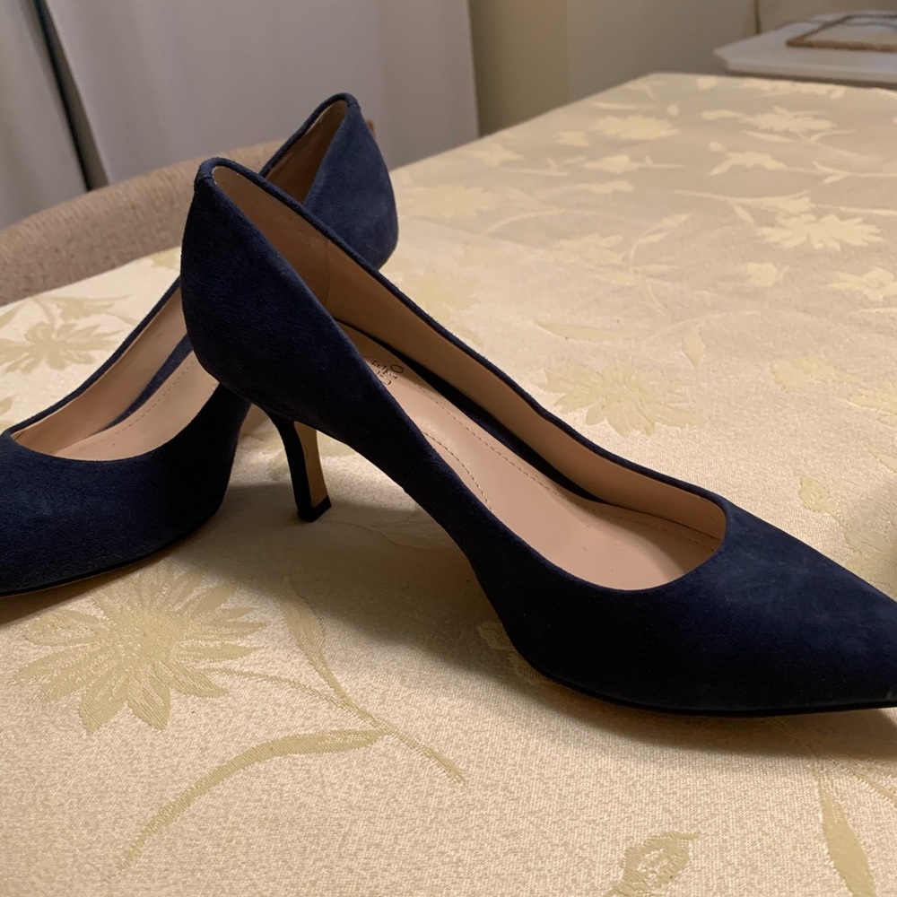 Blue suede heels 3 inches